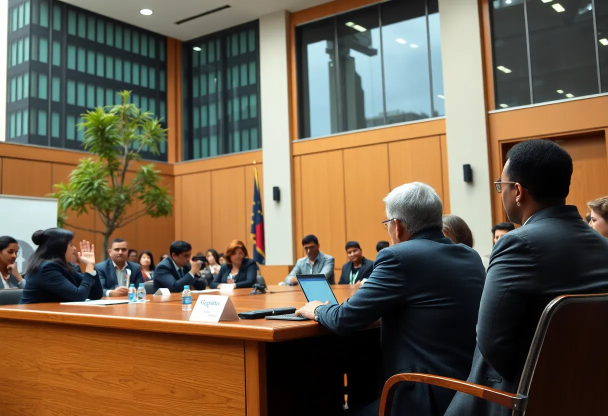 City council members discussing immigration lawsuit
