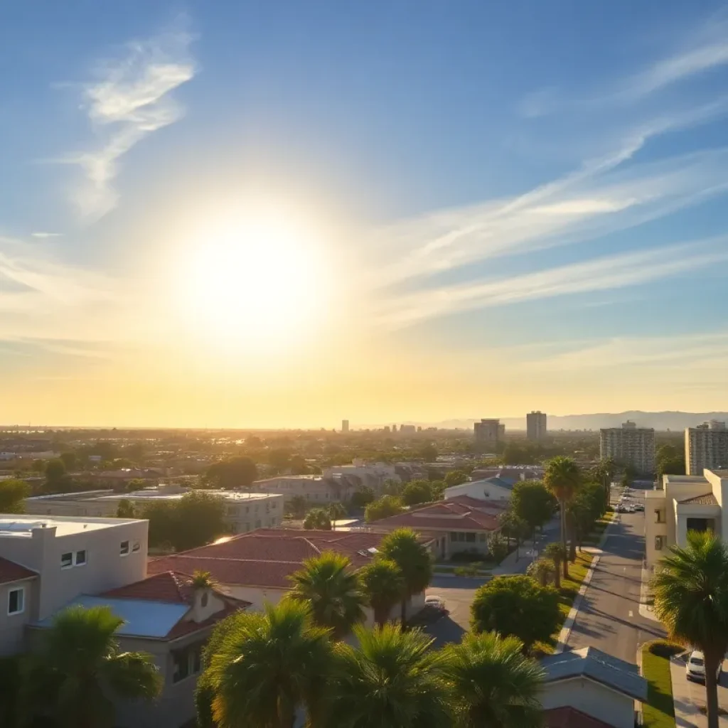 Urban landscape of Santa Ana with a focus on financial growth.