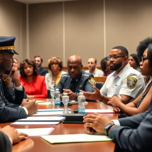 Community discussion at Santa Ana Police Oversight Commission meeting