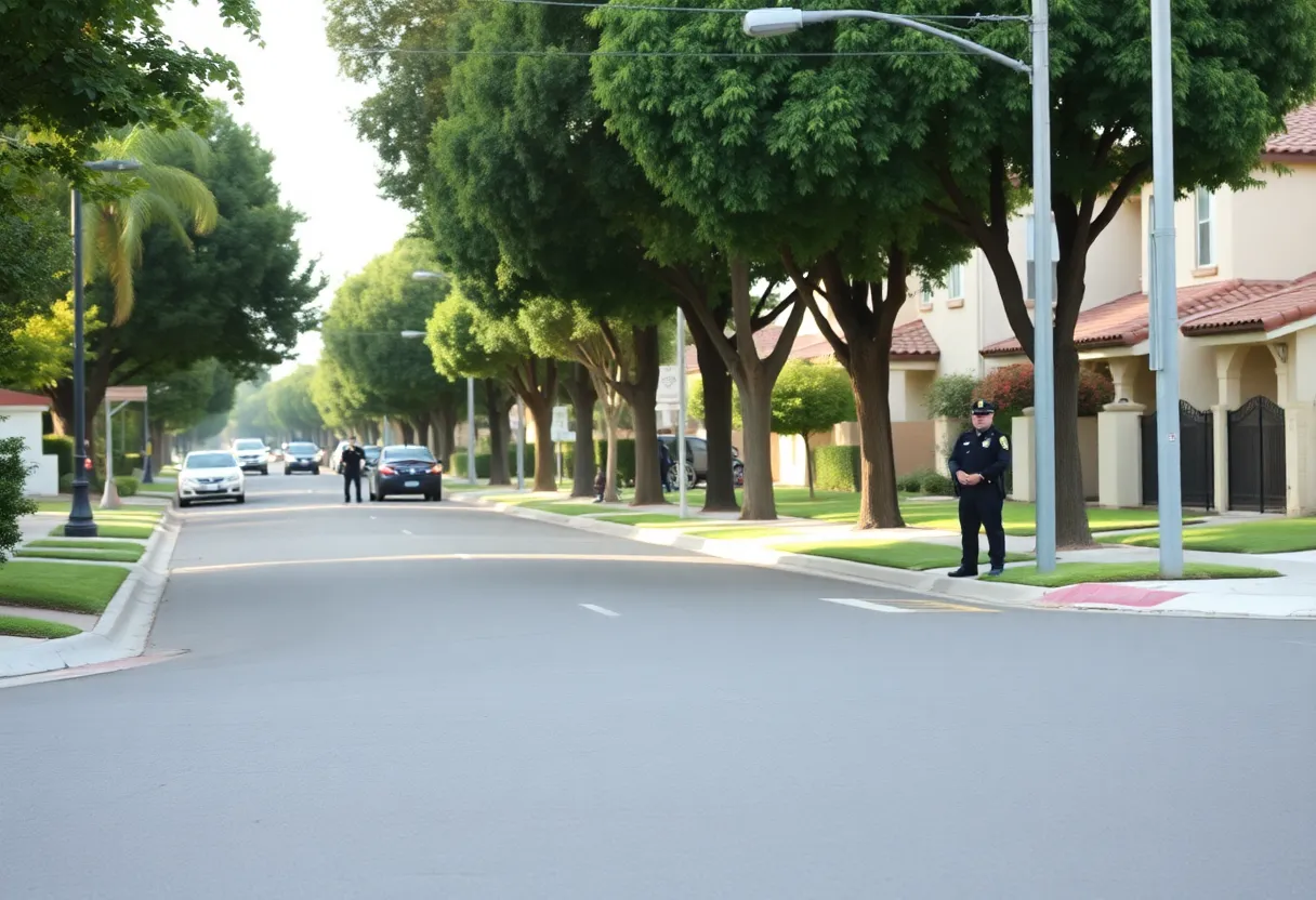 Residential street in Santa Ana with police activity