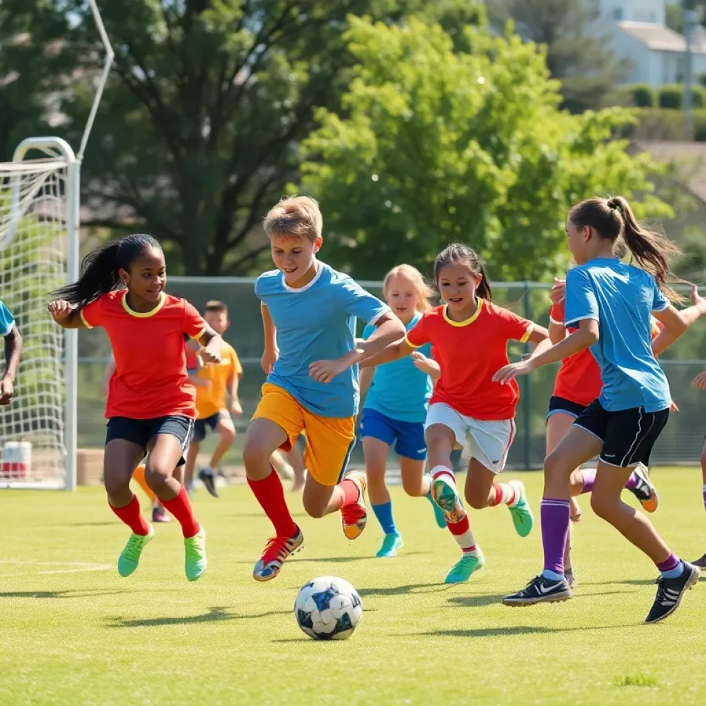 Diverse players enjoying a community soccer match