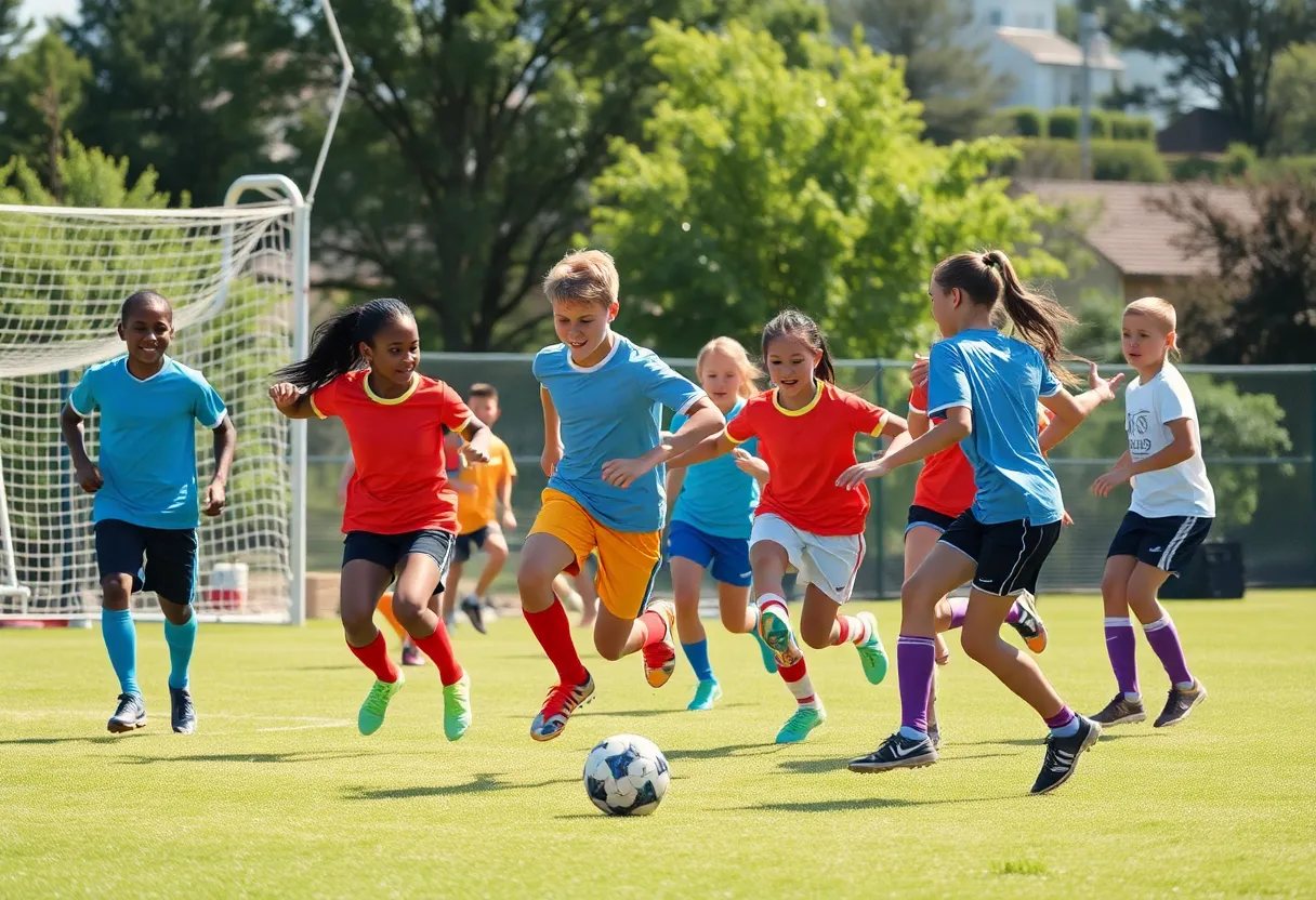 Diverse players enjoying a community soccer match