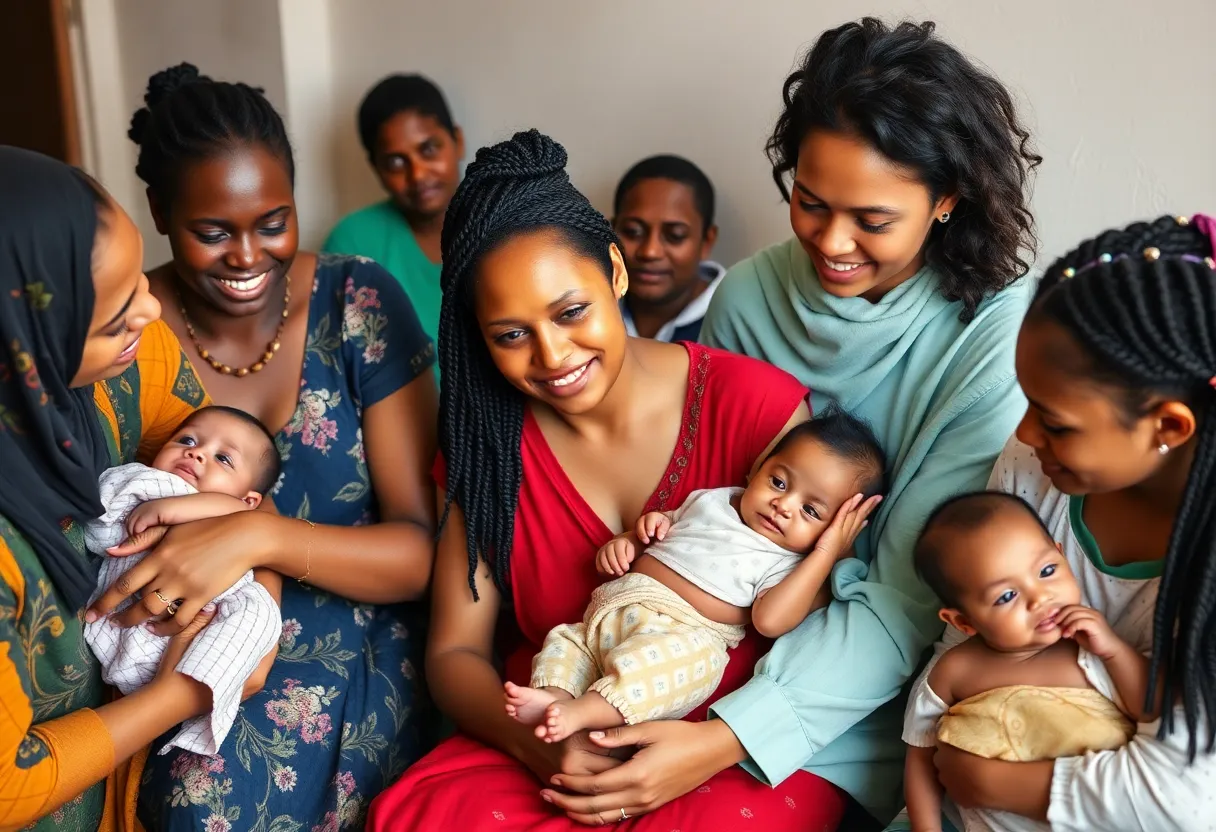 Young mothers with infants in a supportive environment