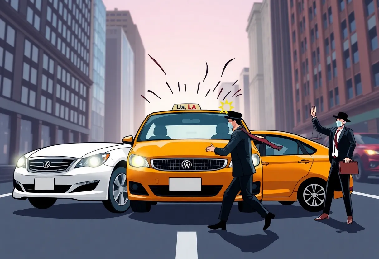 Illustration of Uber lawsuit against law firms and insurance claims