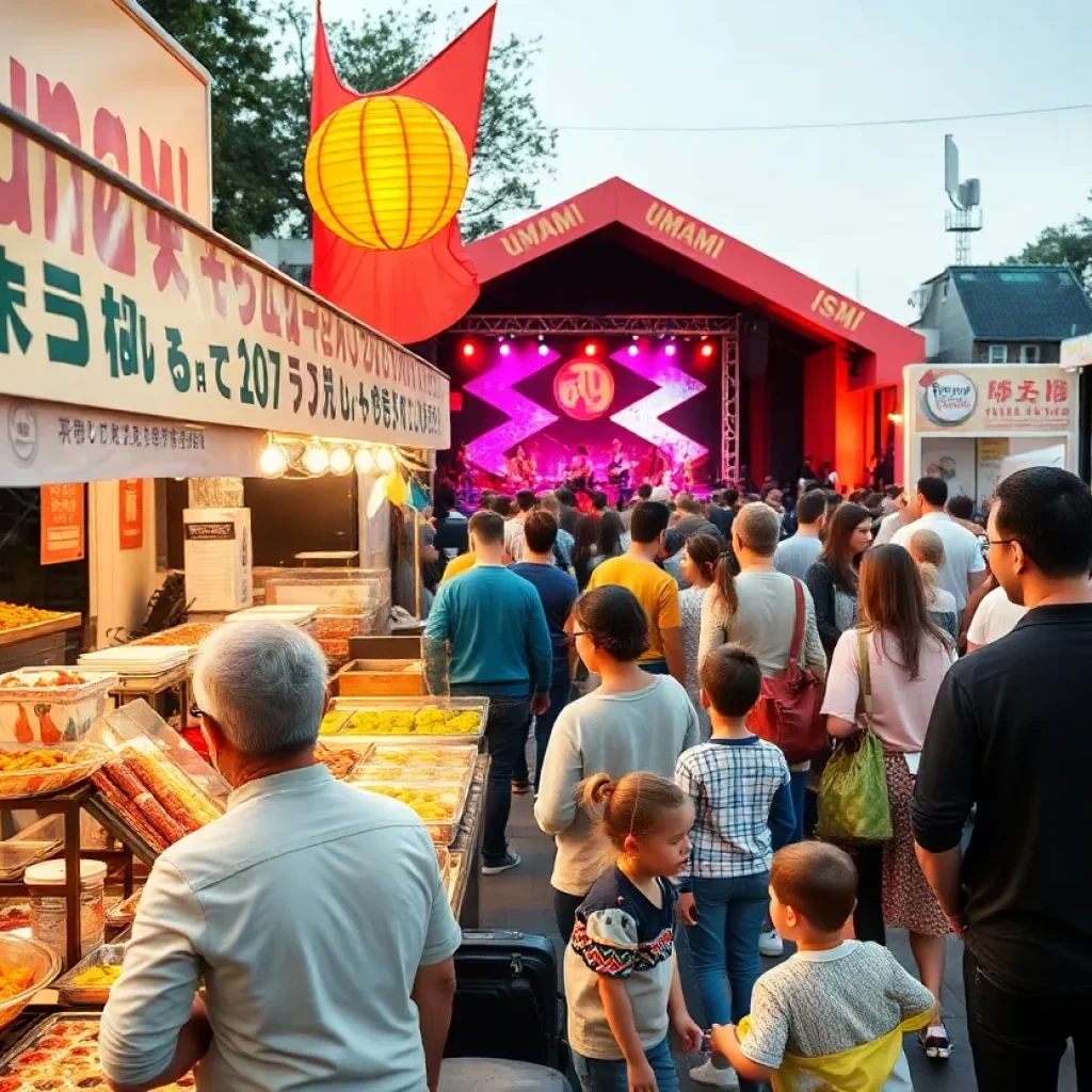 Crowd enjoying the Umami Fest with food stalls and live performances