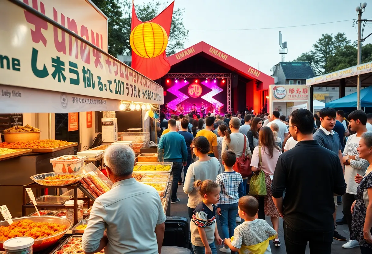 Crowd enjoying the Umami Fest with food stalls and live performances