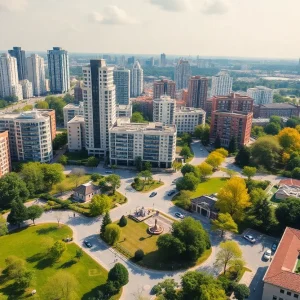 View of urban development and parks in Irvine