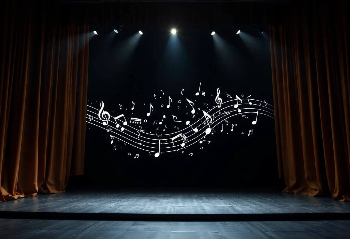 Abstract musical scene from A Beautiful Noise