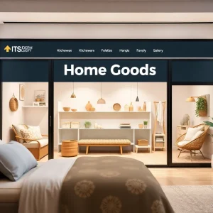 Visual representation of an online home goods shopping site with various products