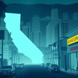 Visual depiction of California businesses facing bankruptcy