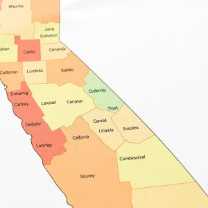 Map of California showing congressional districts and proposed changes