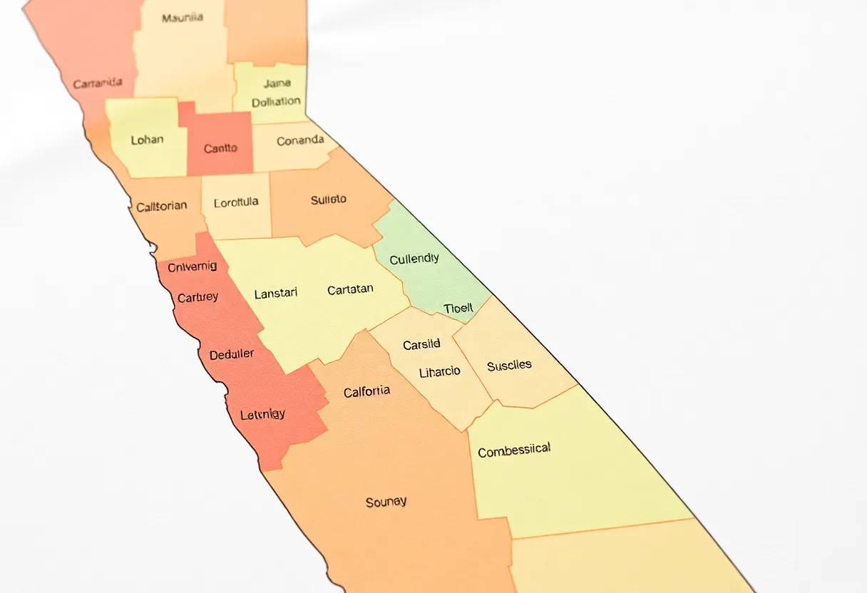 Map of California showing congressional districts and proposed changes