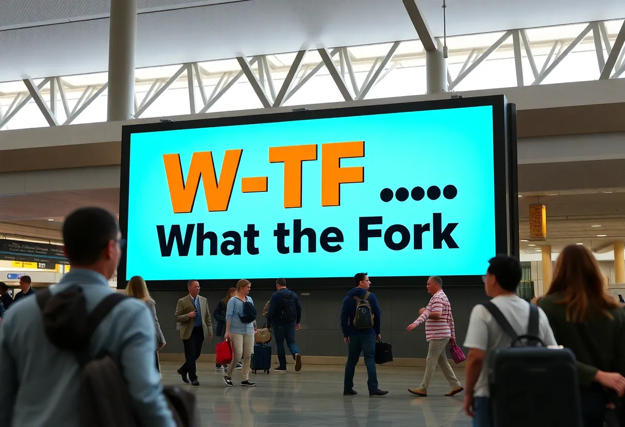 Billboard at Sacramento International Airport addressing rising restaurant costs.