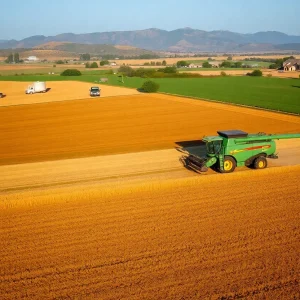 Automated machinery operating in a California agricultural field.