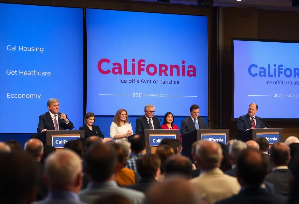 Candidates at a forum discussing California gubernatorial issues