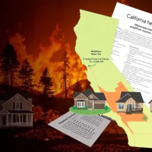Illustration of home insurance impacts due to wildfire risks in California