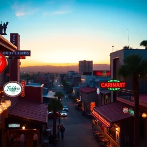 California cityscape showcasing nightlife and liquor license signs