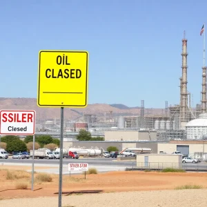 Illustration of oil refinery closures in California