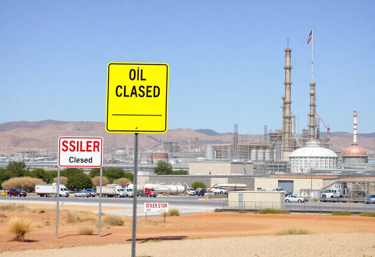 Illustration of oil refinery closures in California