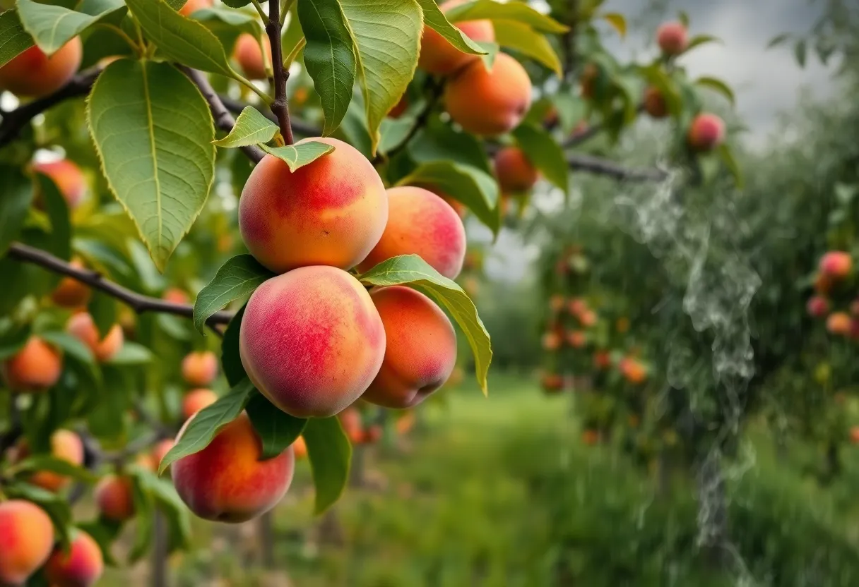 Peach trees in California's Central Valley