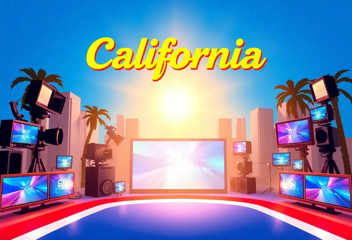Illustration of California with media elements