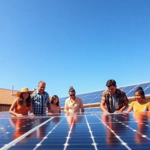 Community members engaging in solar energy projects in California