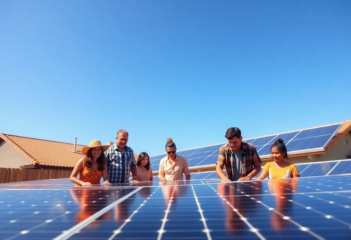 Community members engaging in solar energy projects in California