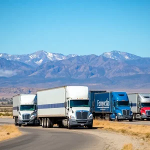Trucks in California representing the lawsuit against ACT mandate