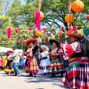 Crowd enjoying Chicano Heritage Festival with cultural performances