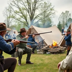 Reenactors showcasing Civil War life in Huntington Beach.