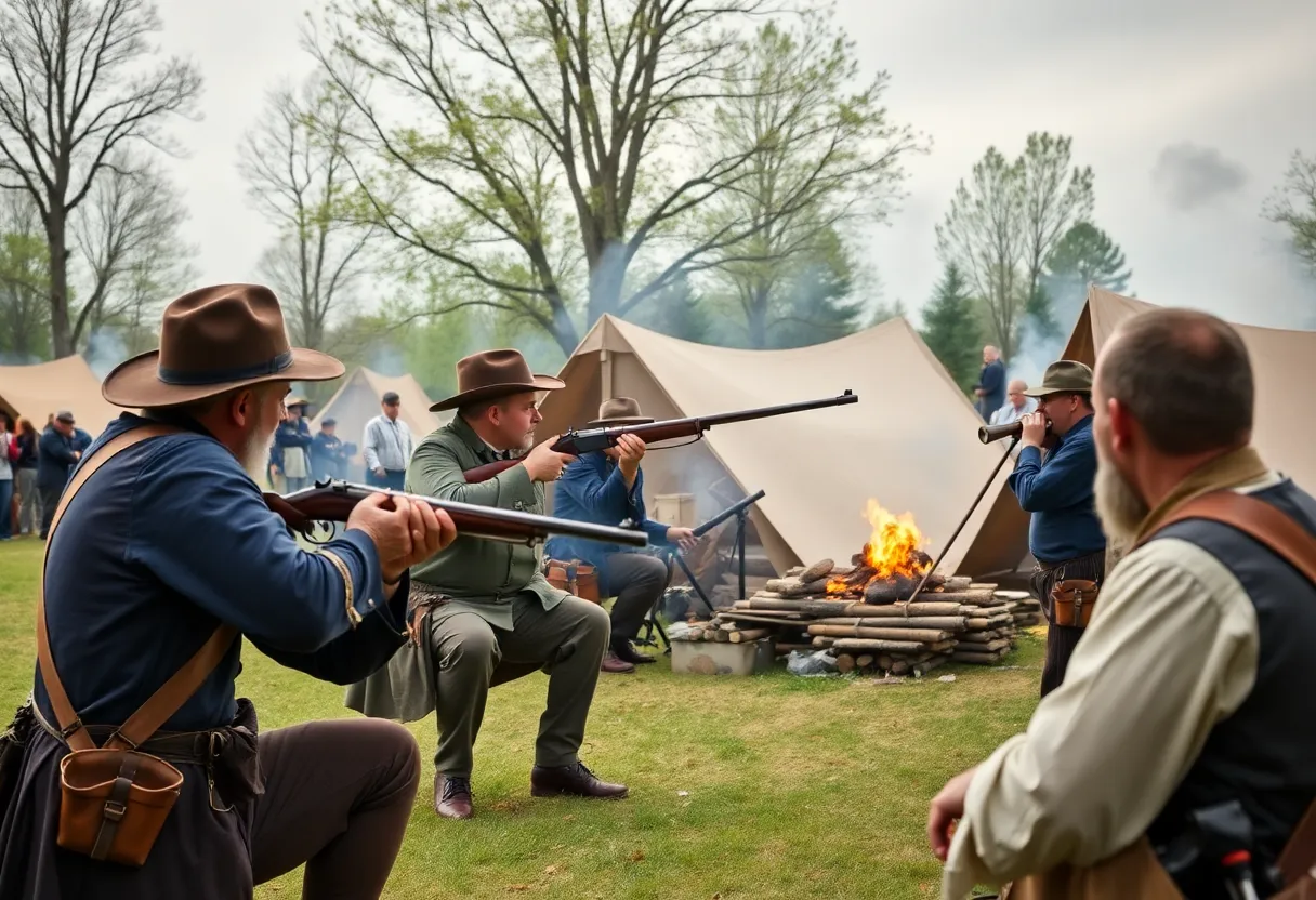 Reenactors showcasing Civil War life in Huntington Beach.