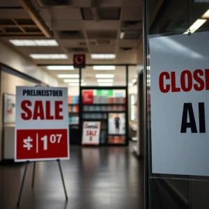 Signage for a store closure sale at Claire's.