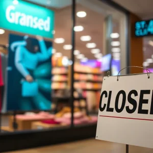 A closed Bed Bath & Beyond store with an economic challenges theme