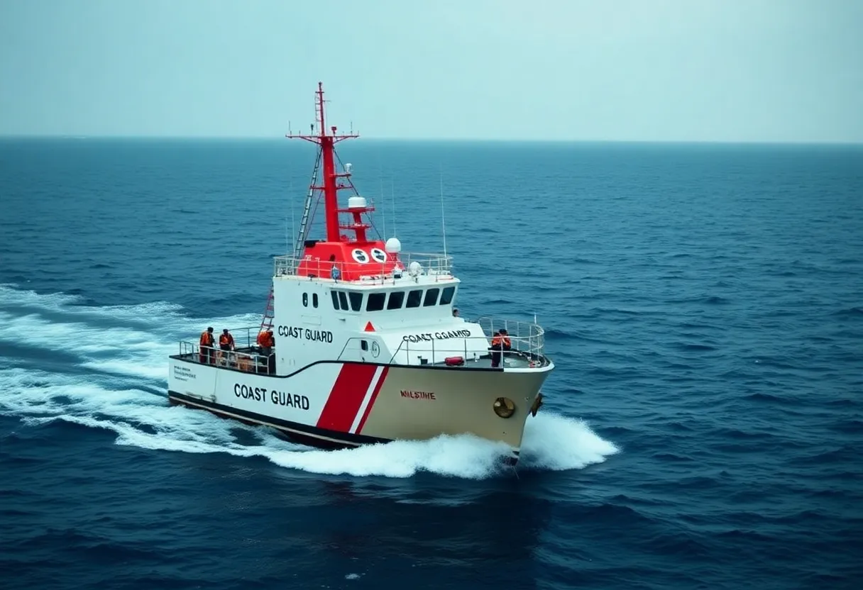 Coast Guard vessel during an interception operation