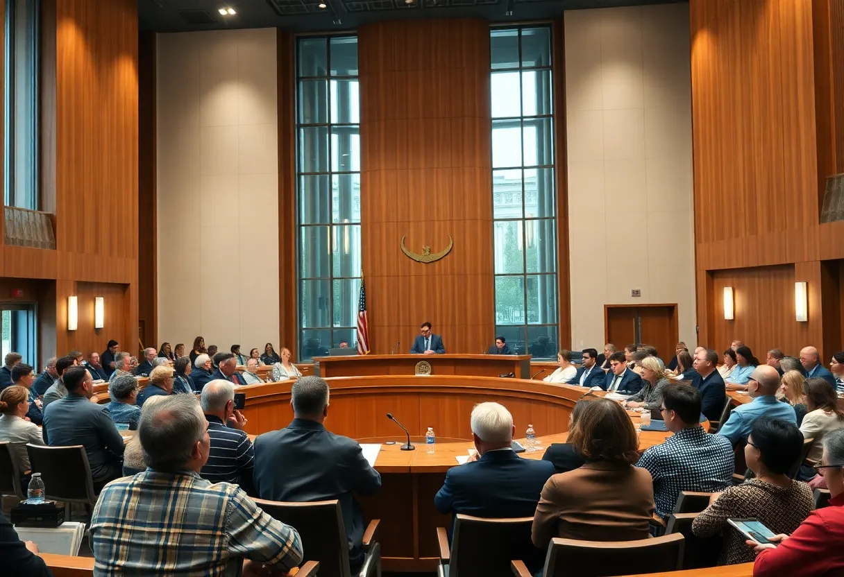A busy city council meeting discussing important governance issues in Costa Mesa.
