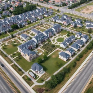 Aerial view of proposed housing development in Costa Mesa.