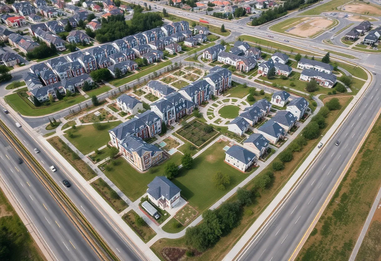 Aerial view of proposed housing development in Costa Mesa.