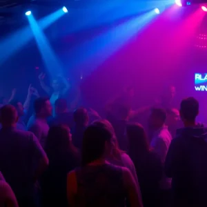 Crowded nightclub with dancing patrons in a tense environment