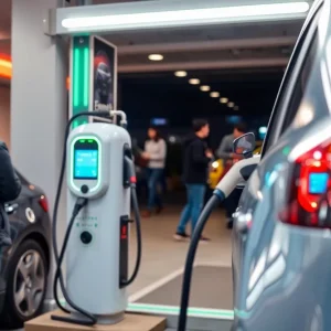 Electric vehicle charging station in California