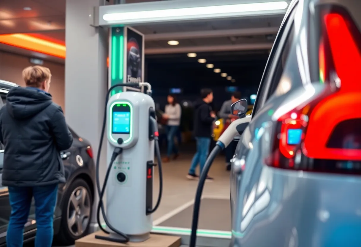 Electric vehicle charging station in California