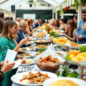 Attendees enjoying a culinary festival at Newport Beach