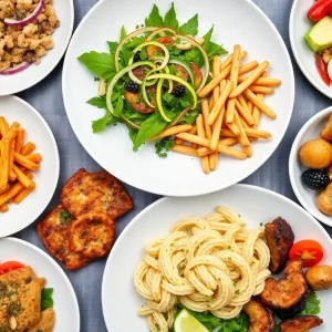 Assortment of gourmet healthy meals on a table