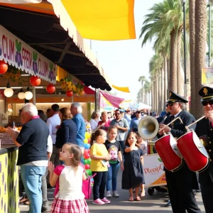 Families enjoying the Plum Fest at Huntington Beach