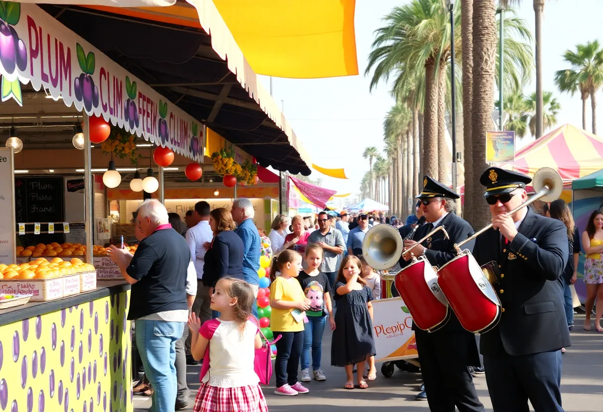 Families enjoying the Plum Fest at Huntington Beach