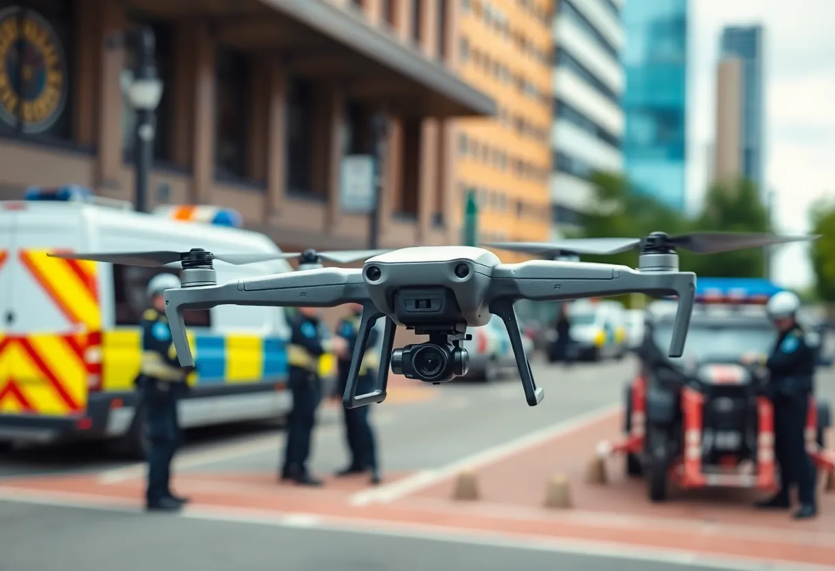 Drone operated by Huntington Beach Police at an emergency scene