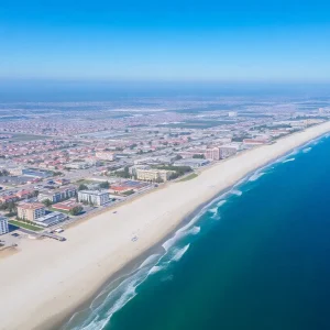 Aerial view of Huntington Beach showcasing the coastline and city life.