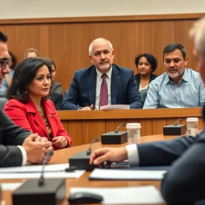 Members of the Irvine City Council discussing immigration enforcement