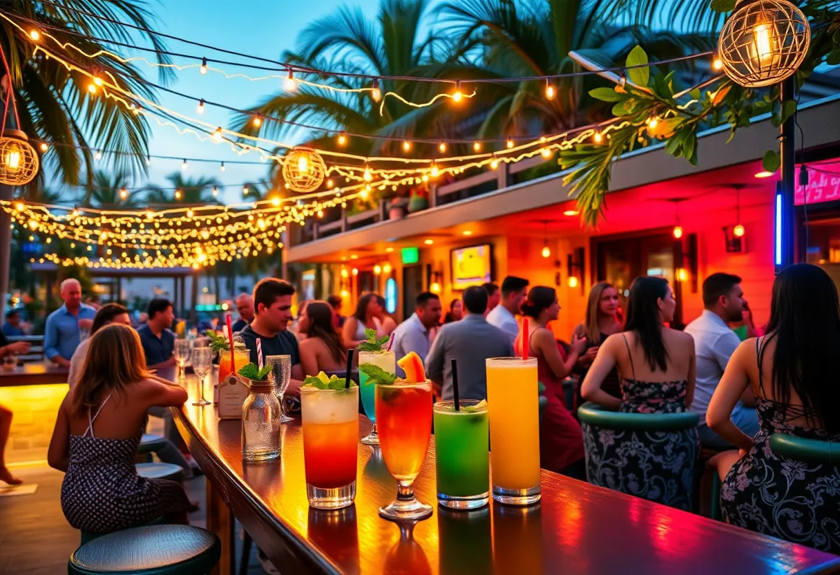 Outdoor Latin bar in Irvine with cocktails and vibrant atmosphere
