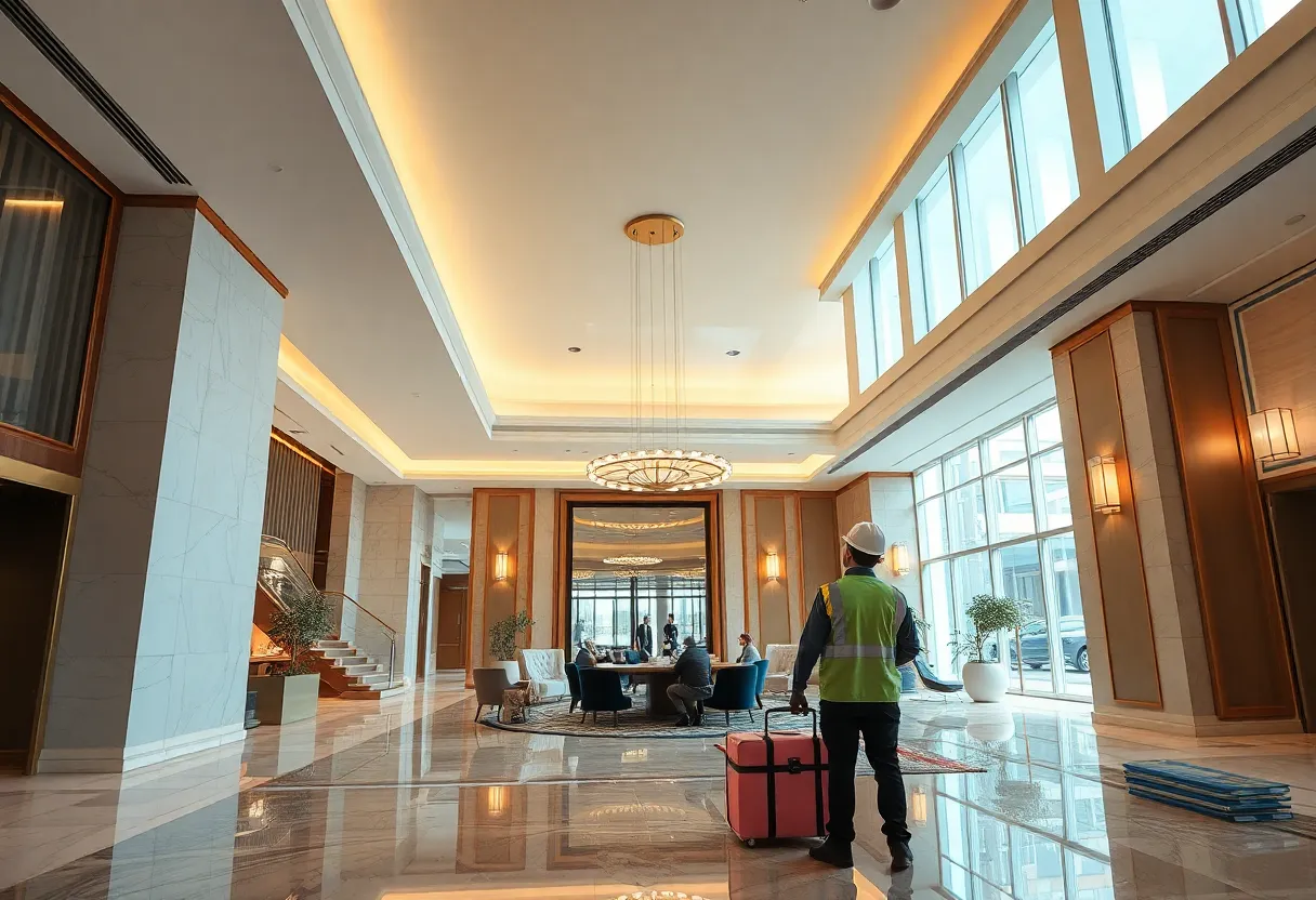 Lido House hotel lobby being renovated with modern designs
