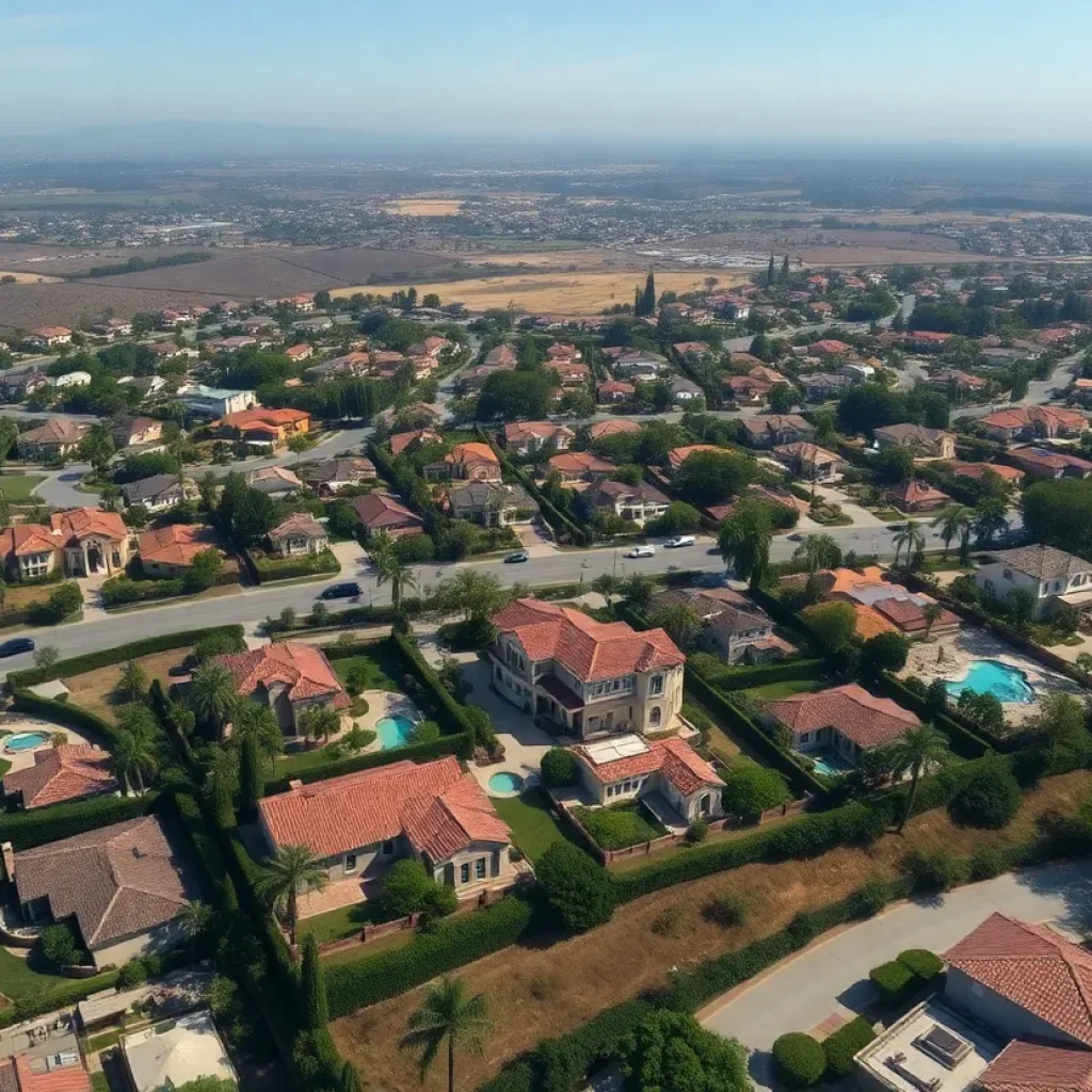 Aerial view of luxury real estate in Los Angeles
